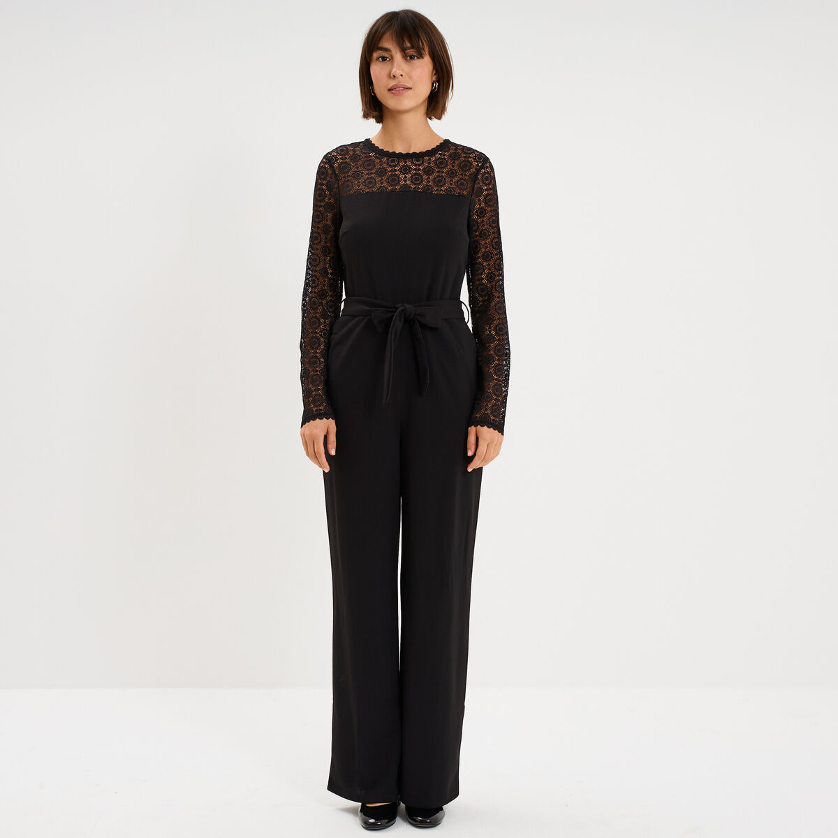 Combinaison pantalon avec dentelle noir femme