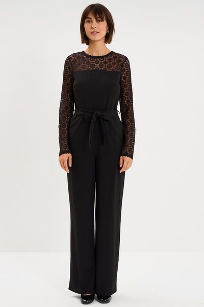 Combinaison pantalon avec dentelle noir femme