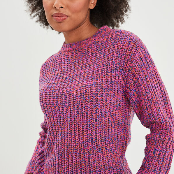 pull cotele col rond et manches longues rose fushia femme Pull côtelé col rond et manches longues rose fushia femme