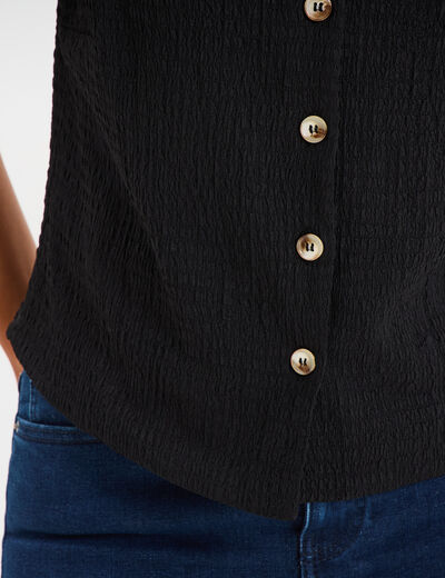 Veston sans manches et col en V noir femme