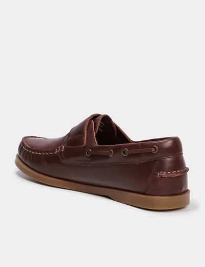 Chaussures bateau en cuir marron clair homme