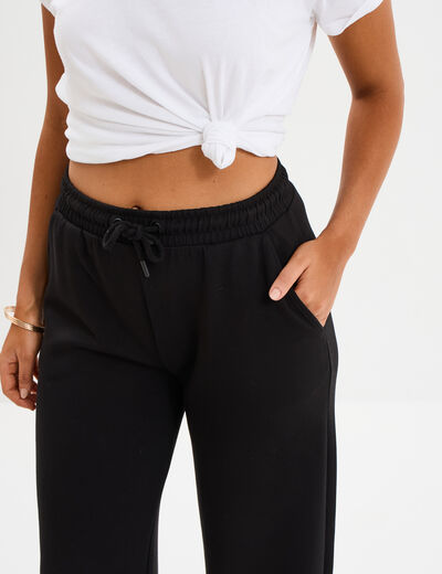 Pantalon de jogging large élastiqué noir femme