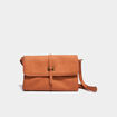 Sac bandoulière à rabat rectangulaire marron clair femme