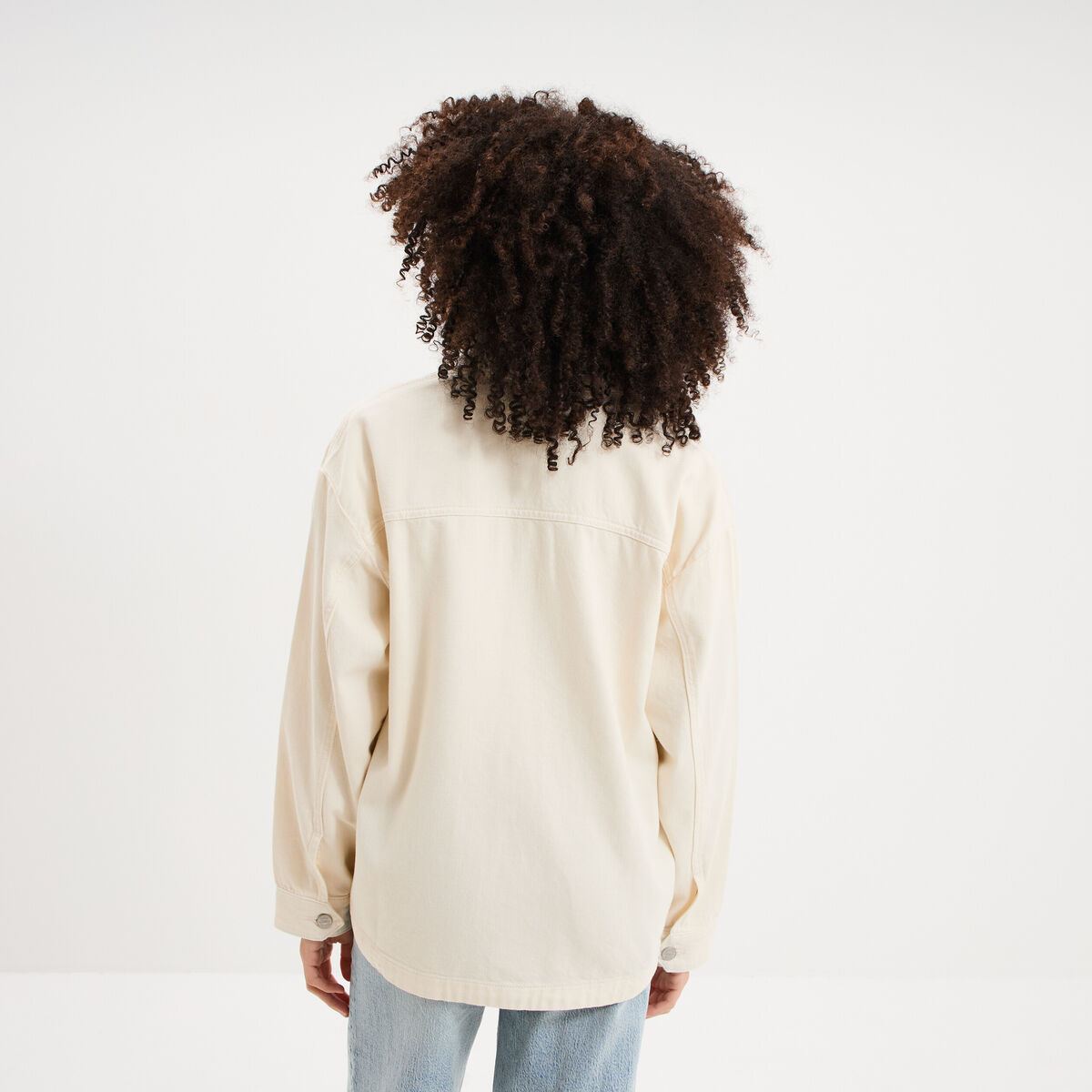 Veste surchemise oversize en jean coton creme femme