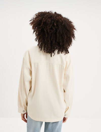Veste surchemise oversize en jean coton creme femme