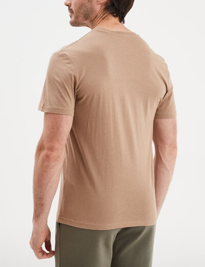 T-shirt en coton manches courtes taupe homme