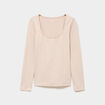 T-shirt ajust&eacute; manches longues beige femme