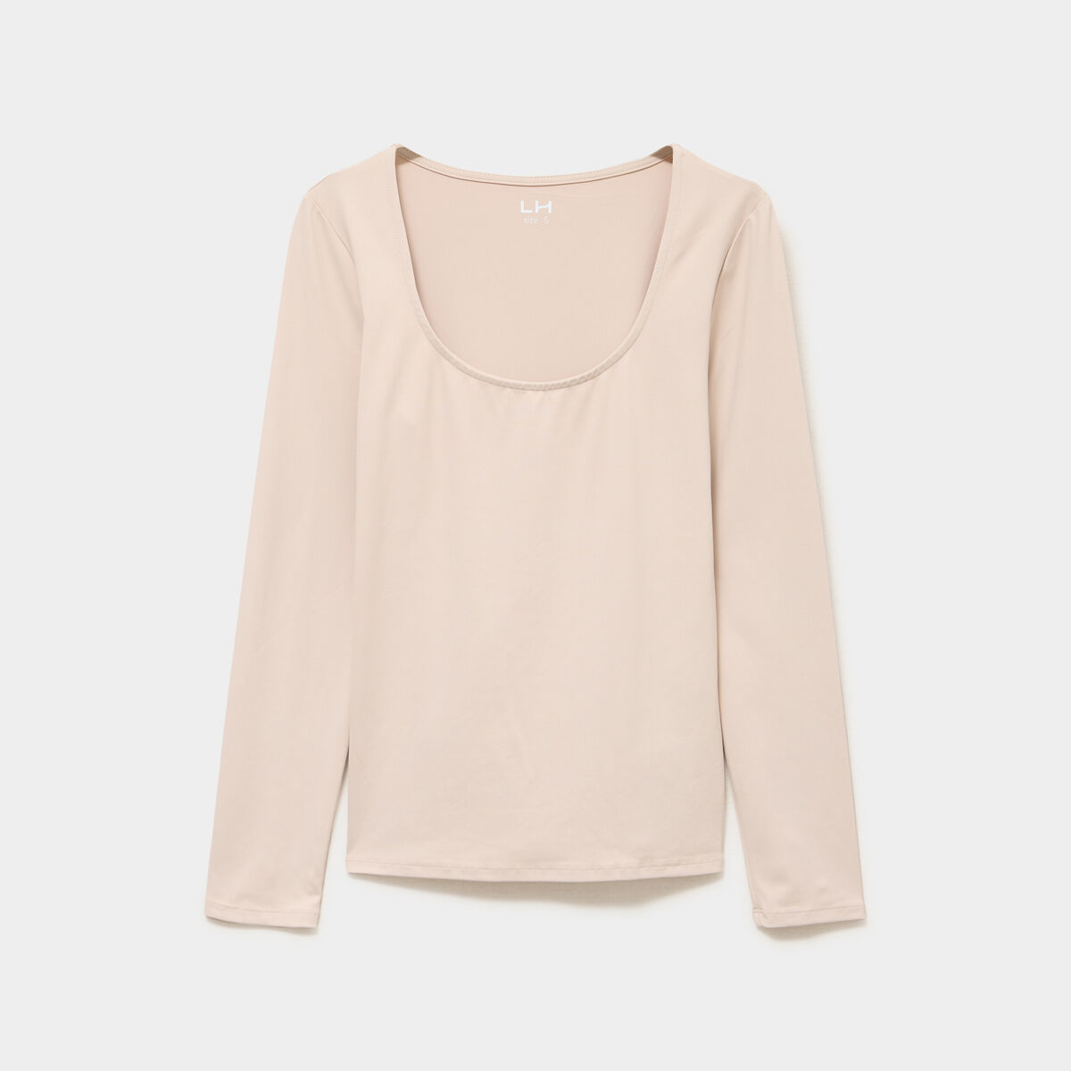 T-shirt ajust&eacute; manches longues beige femme