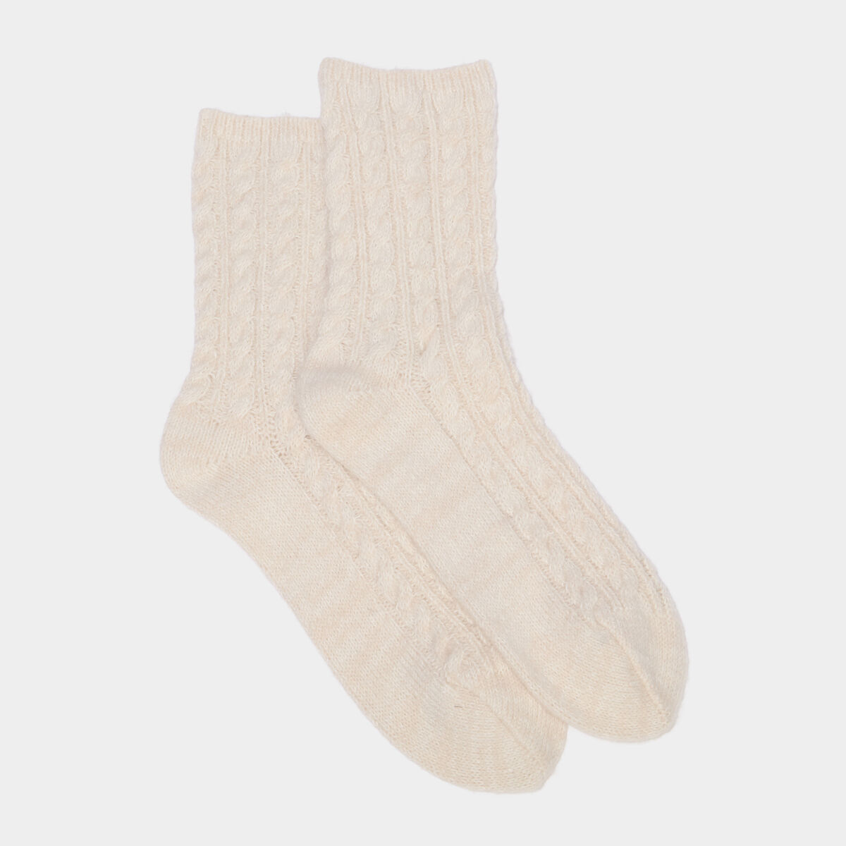 Lot 2 paires chaussettes torsades beige femme