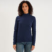 T-shirt ajust&eacute; col montant bleu marine femme