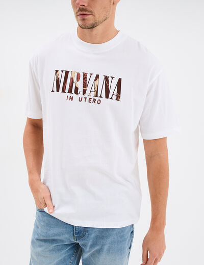 T-shirt manches courtes coton Nirvana blanc homme