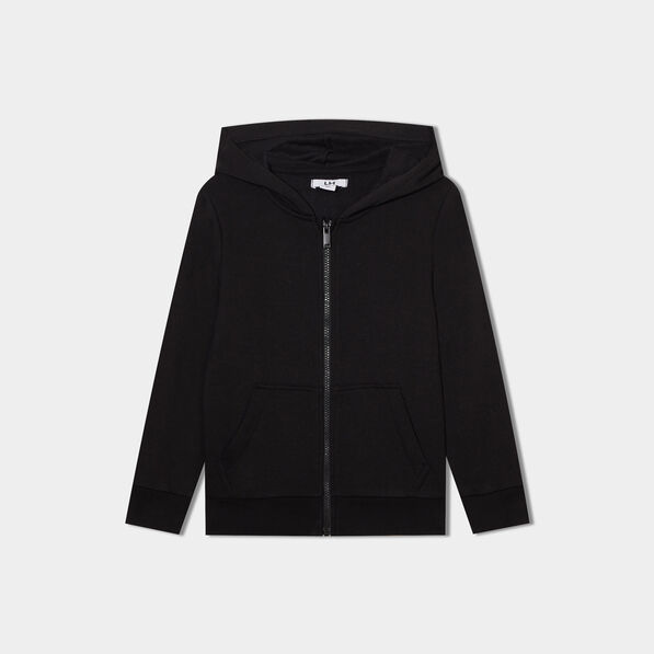 Sweat zippé à capuche et poches noir garçon