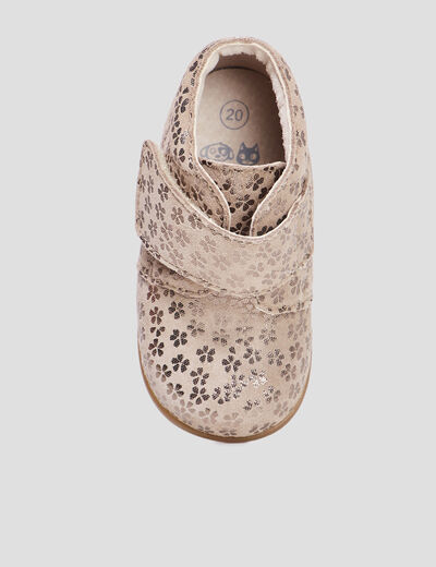 Bottillons scratchs cuir semelle souple marron bébé fille