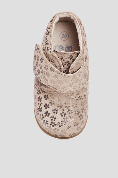 Bottillons scratchs cuir semelle souple marron b&eacute;b&eacute; fille