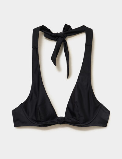 Haut de maillot de bain foulard &agrave; nouer noir femme
