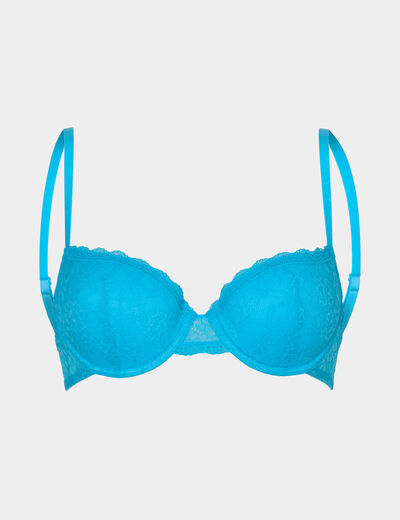 Soutien-gorge corbeille paddé dentelle bleu femme