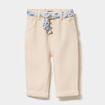 Pantalon cigarette en maille &agrave; ceinture creme b&eacute;b&eacute; fille