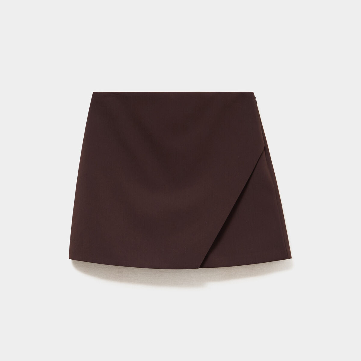 Jupe-short portefeuille courte marron fonc&eacute; femme