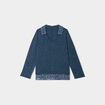 Pull effet 2-en-1 manches longues vert foncé femme grande taille