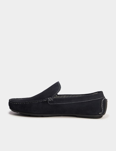 Mocassins en cuir bleu marine homme