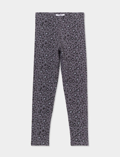 Legging long élastiqué coton gris foncé fille