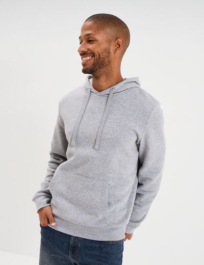 Sweat molleton &agrave; capuche hoodie gris clair homme