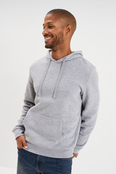 Sweat molleton &agrave; capuche hoodie gris clair homme
