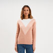 Pull manches longues col rond rose clair femme
