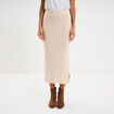 Jupe longue tricot ajust&eacute;e beige femme