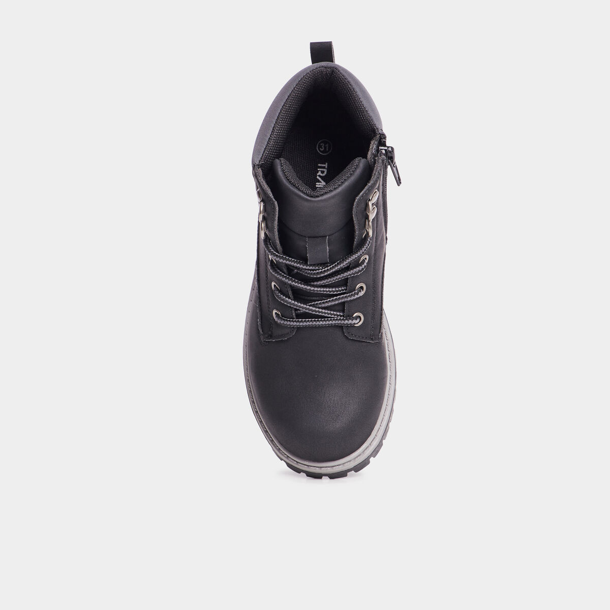 Boots crant&eacute;es zipp&eacute;es Trappeur noir gar&ccedil;on