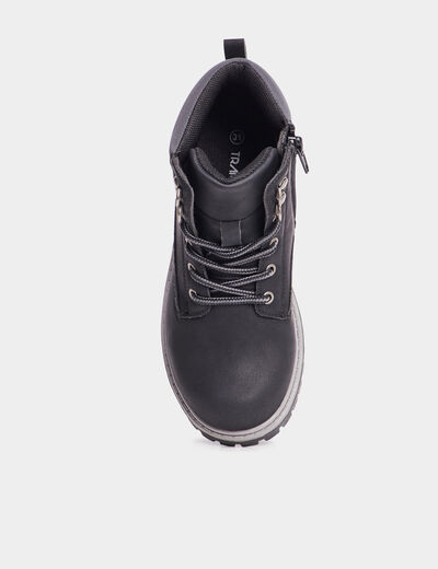 Boots crantées zippées Trappeur noir garçon