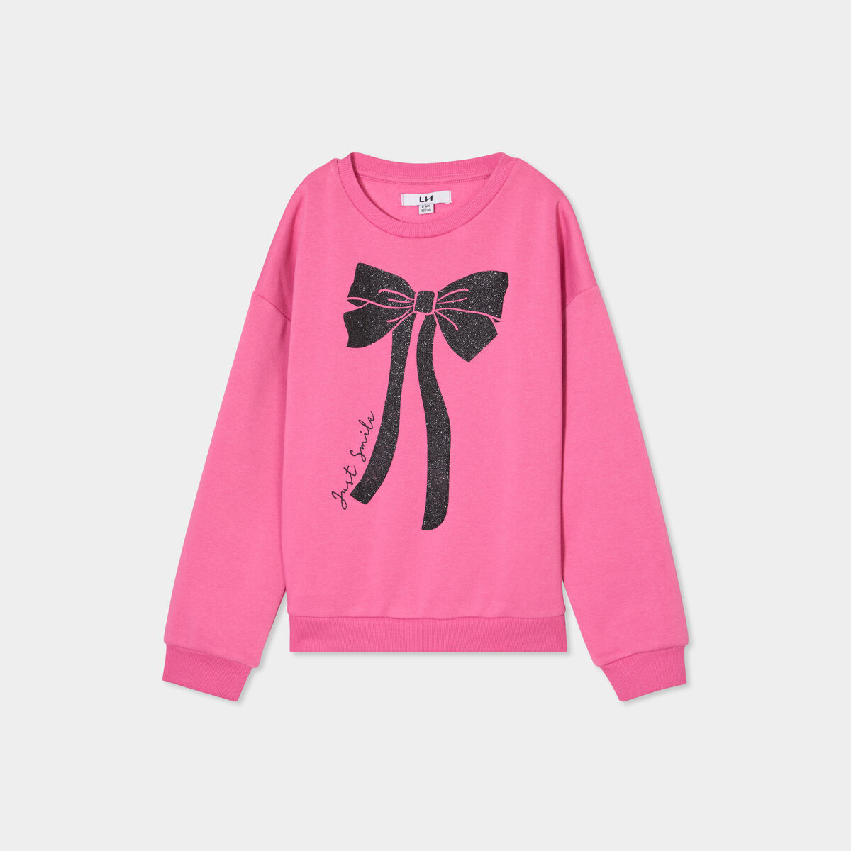 Sweat col rond manches longues vieux rose fille