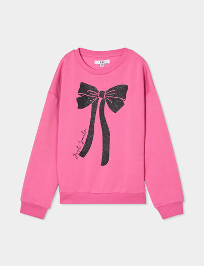 Sweat col rond manches longues vieux rose fille