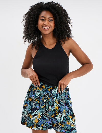 Débardeur encolure américaine coton noir femme