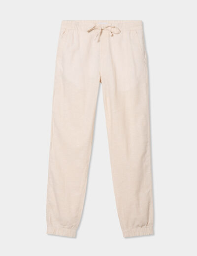 Pantalon de jogging en lin mélangé gris clair homme