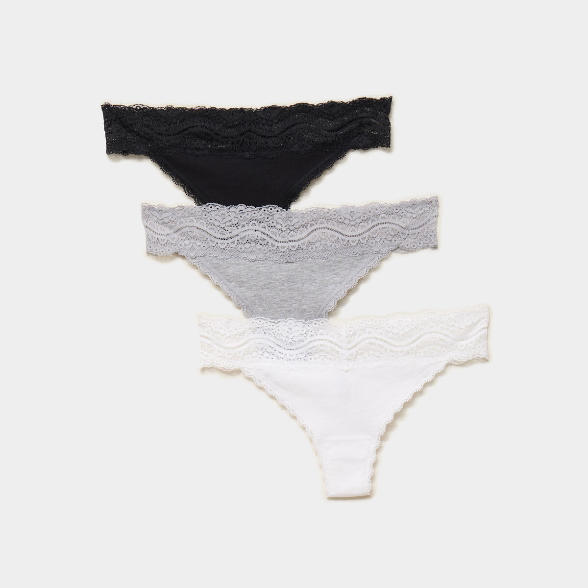 Lot 3 tangas coton majoritaire gris femme