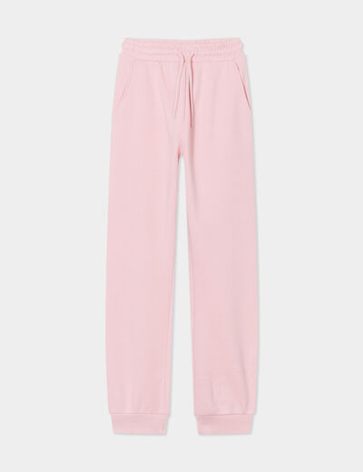 Pantalon de jogging droit rose clair fille