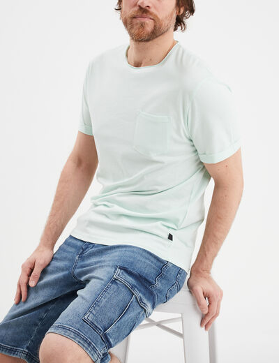 T-shirt col rond manches courtes Liberto vert pastel homme