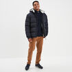 Pull col camionneur zipp&eacute; bleu fonc&eacute; homme