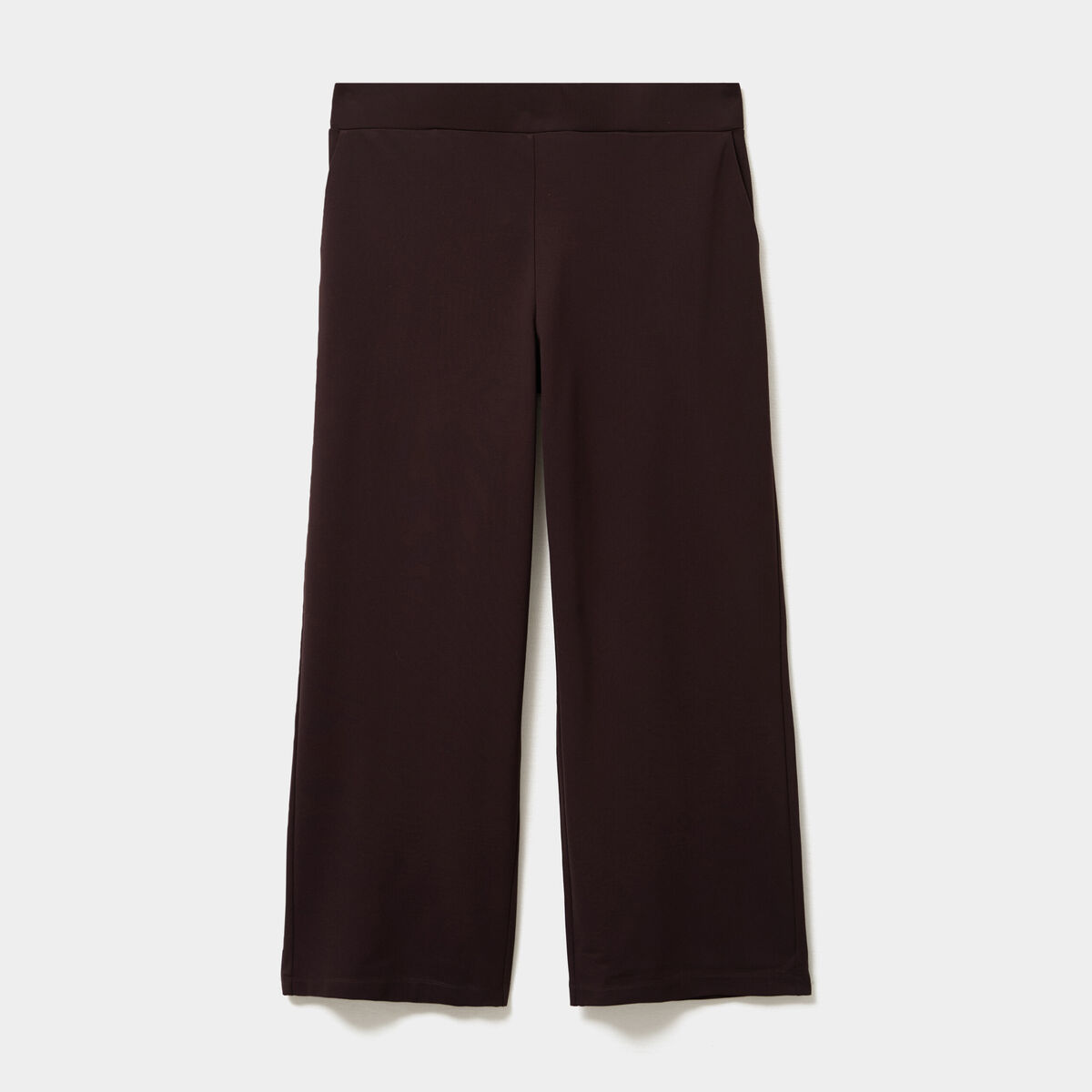 Pantalon large taille haute marron fonc&eacute; femme grande taille
