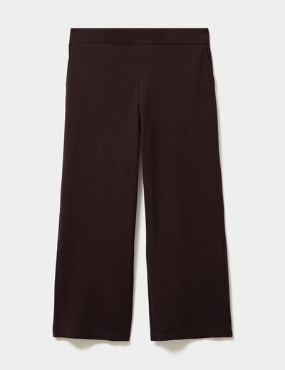 Pantalon large taille haute marron fonc&eacute; femme grande taille