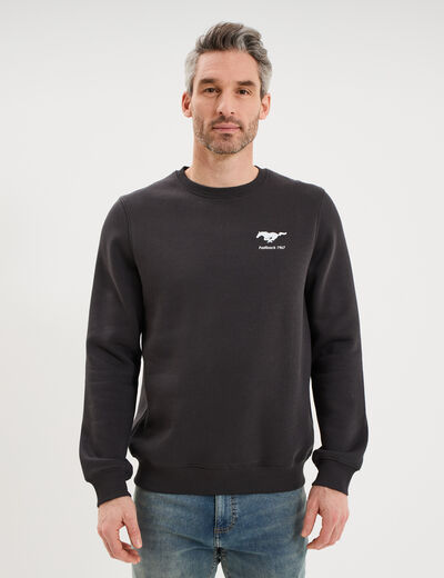 Sweat molleton manches longues Mustang gris fonc&eacute; homme