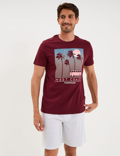 Ensemble pyjama short t-shirt Volkswagen bordeaux homme