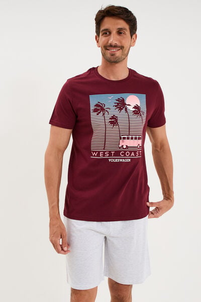 Ensemble pyjama short t-shirt Volkswagen bordeaux homme