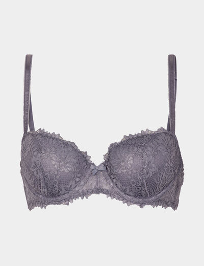 Soutien-gorge emboîtant paddé dentelle bleu gris femme