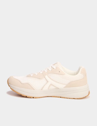 Baskets running de sport &agrave; lacets sable homme
