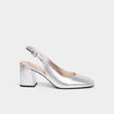 Escarpins slingback m&eacute;tallis&eacute;s gris argent femme
