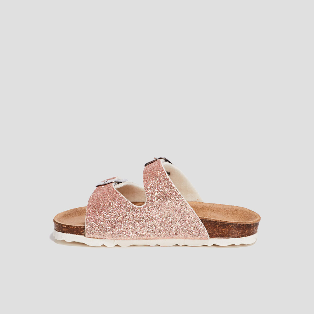 Mules à paillettes rose champagne fille