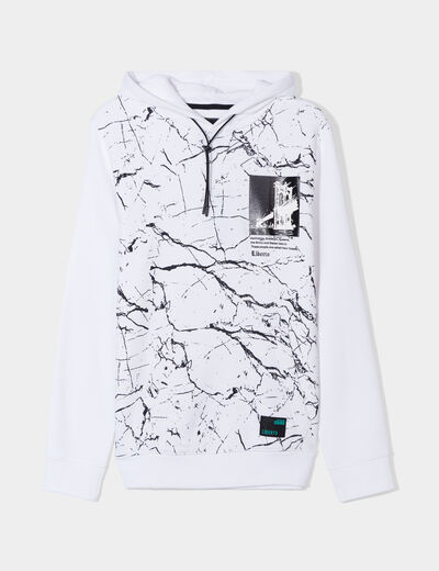 Sweat à capuche hoodie Liberto blanc homme