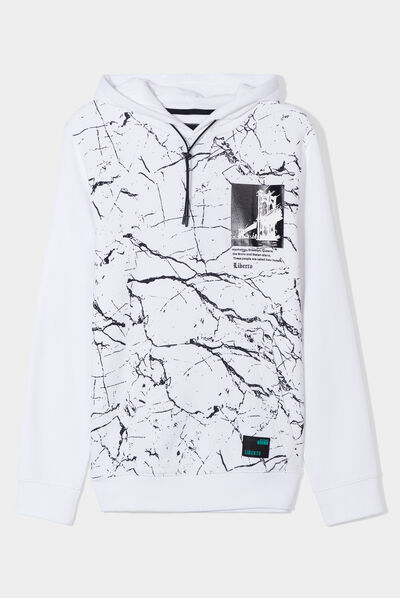 Sweat à capuche hoodie Liberto blanc homme